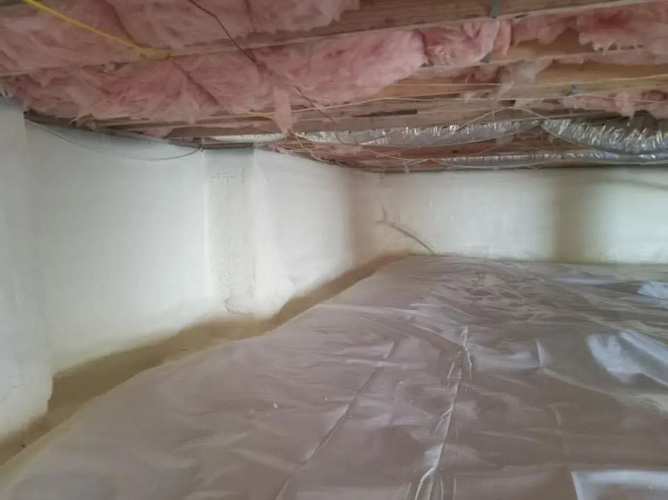 Crawl space encapsulation with closed-cell spray foam for Commercial Roof Restoration in Cartersville